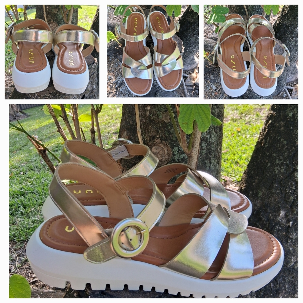 🔥NEW UNISA GOLD Strappy Platform Sandals Size 11